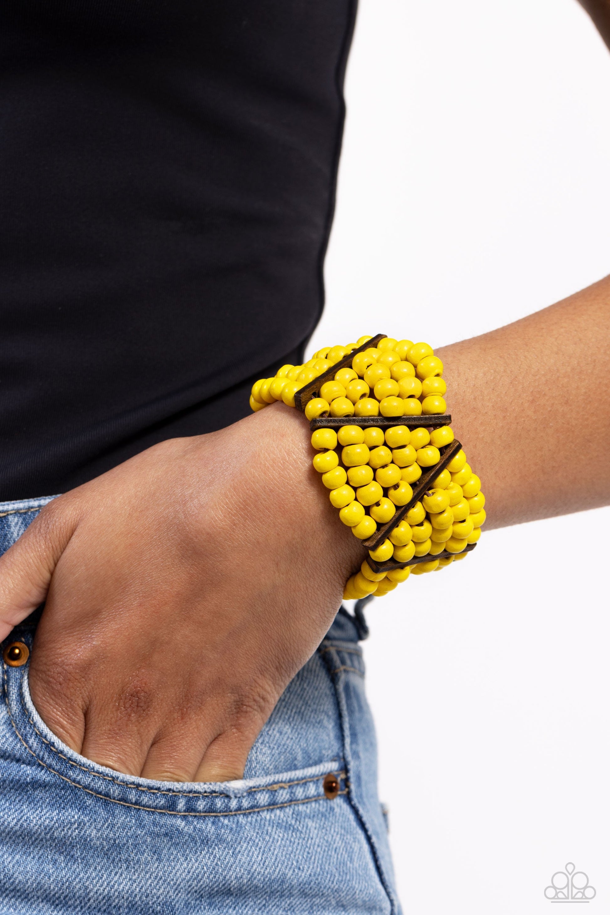 Way Off TROPIC - Yellow Bracelet - Paparazzi Accessories - Alies Bling Bar