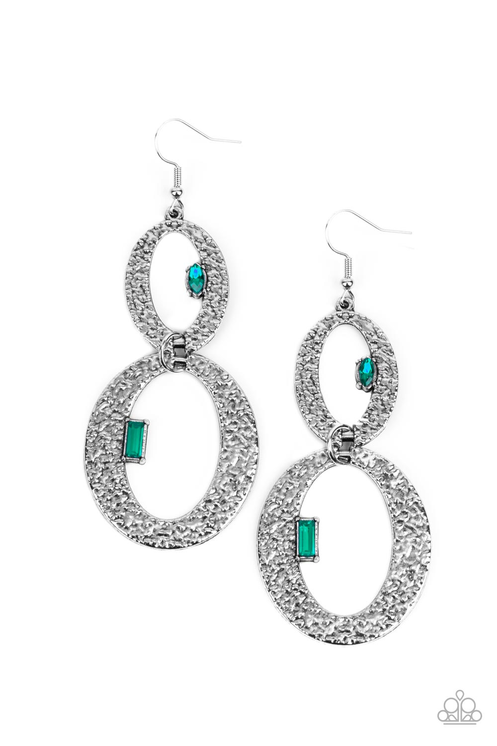 Paparazzi - OVAL and OVAL Again - Green Earrings - Alies Bling Bar