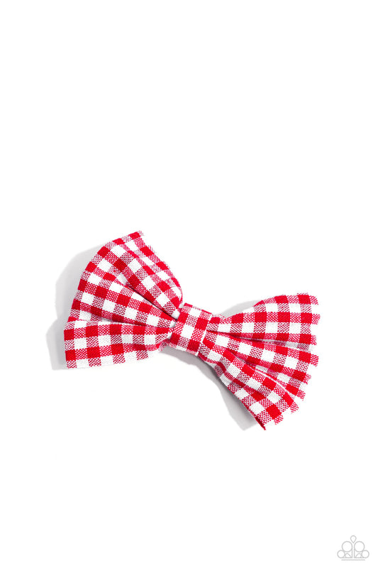 Gingham Grove - Red Hairclip - Paparazzi Accessories - Alies Bling Bar