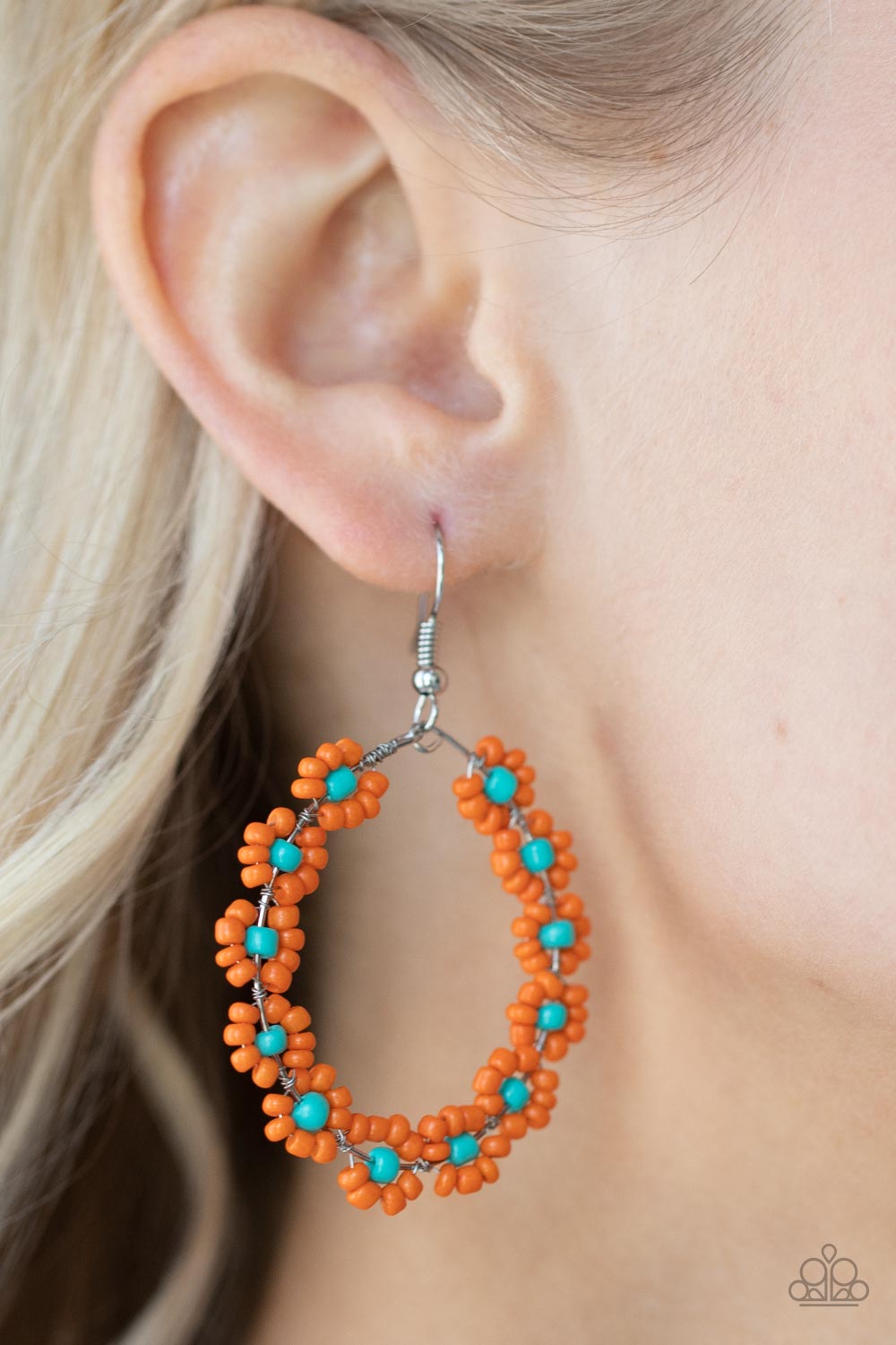 Paparazzi - Festively Flower Child - Orange Seed Bead Earrings - Alies Bling Bar