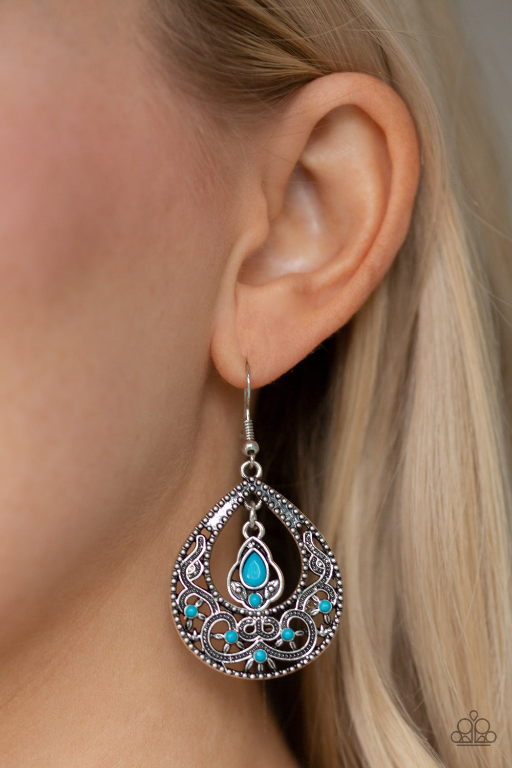 Paparazzi Accessories - All-Girl Glow - Blue Earrings - Aliesblingbar