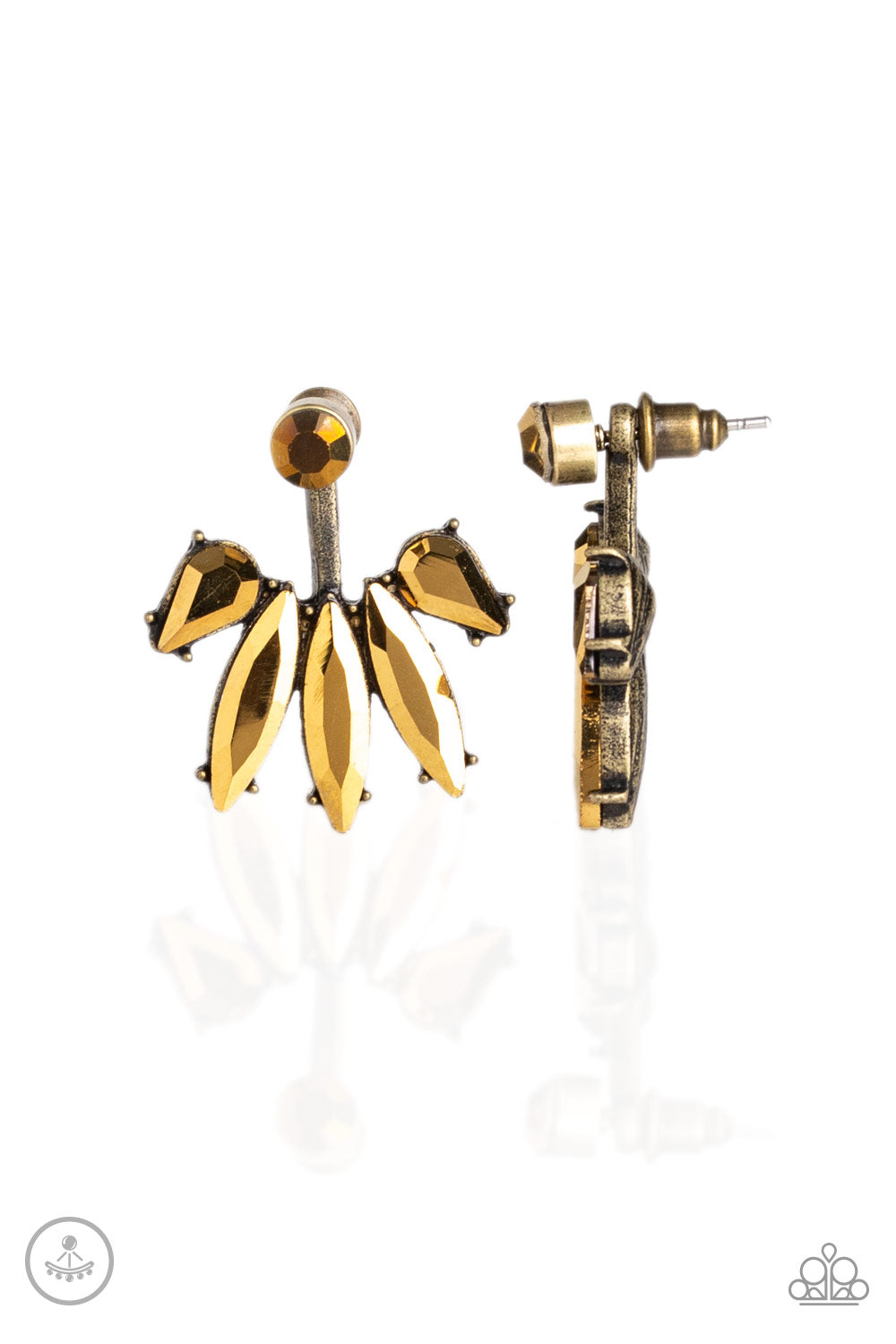 Paparazzi - Stunningly Striking - Brass Earrings - Alies Bling Bar