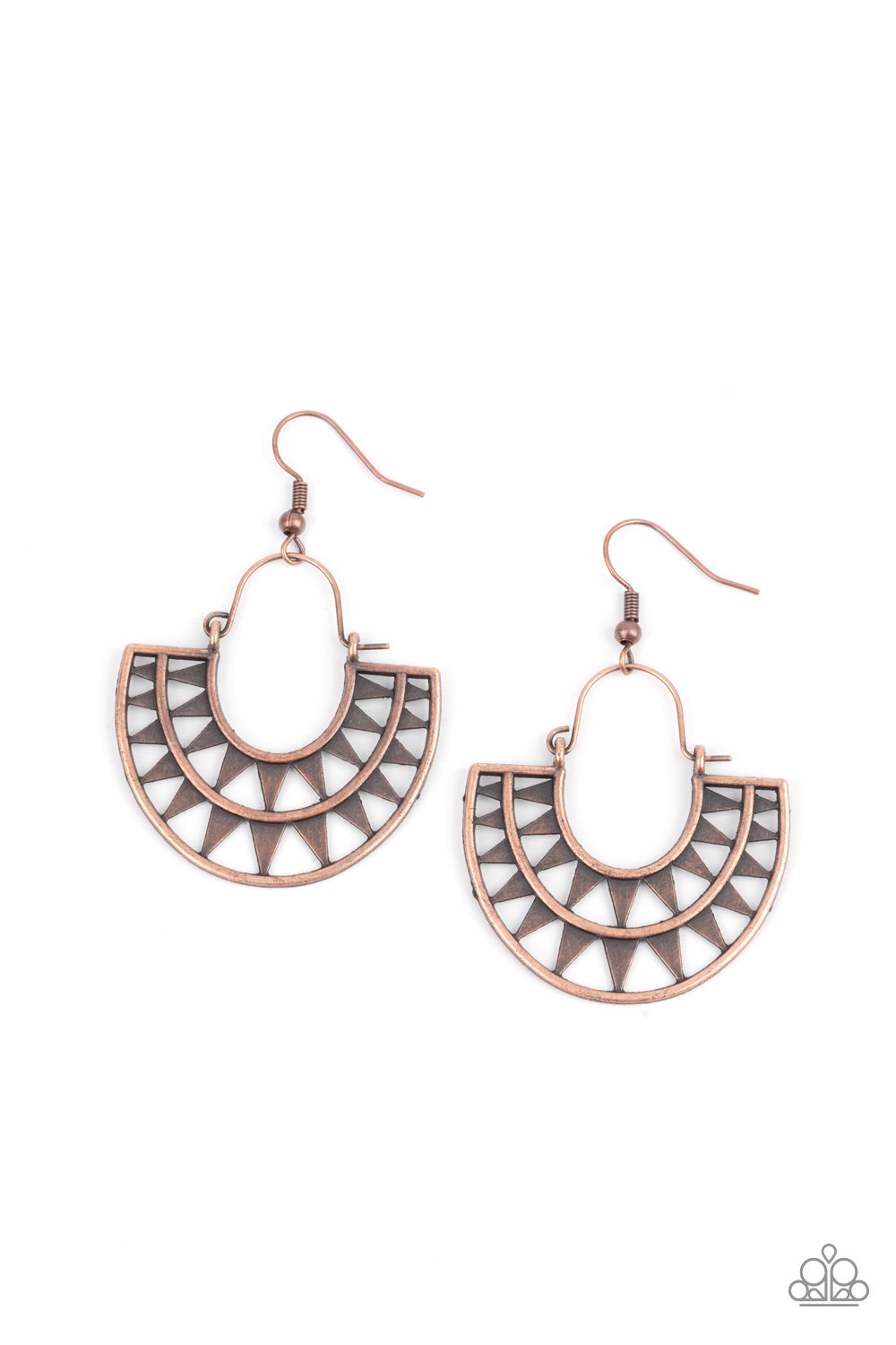 Solar Surge - Copper Earrings - Paparazzi Accessories - Alies Bling Bar