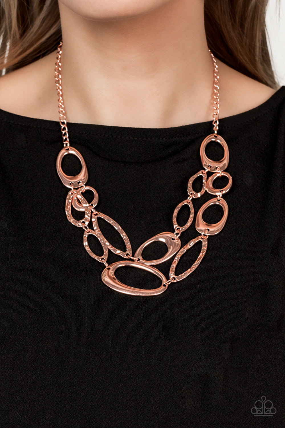 Game OVAL - Copper Necklace - Paparazzi Accessories - Alies Bling Bar