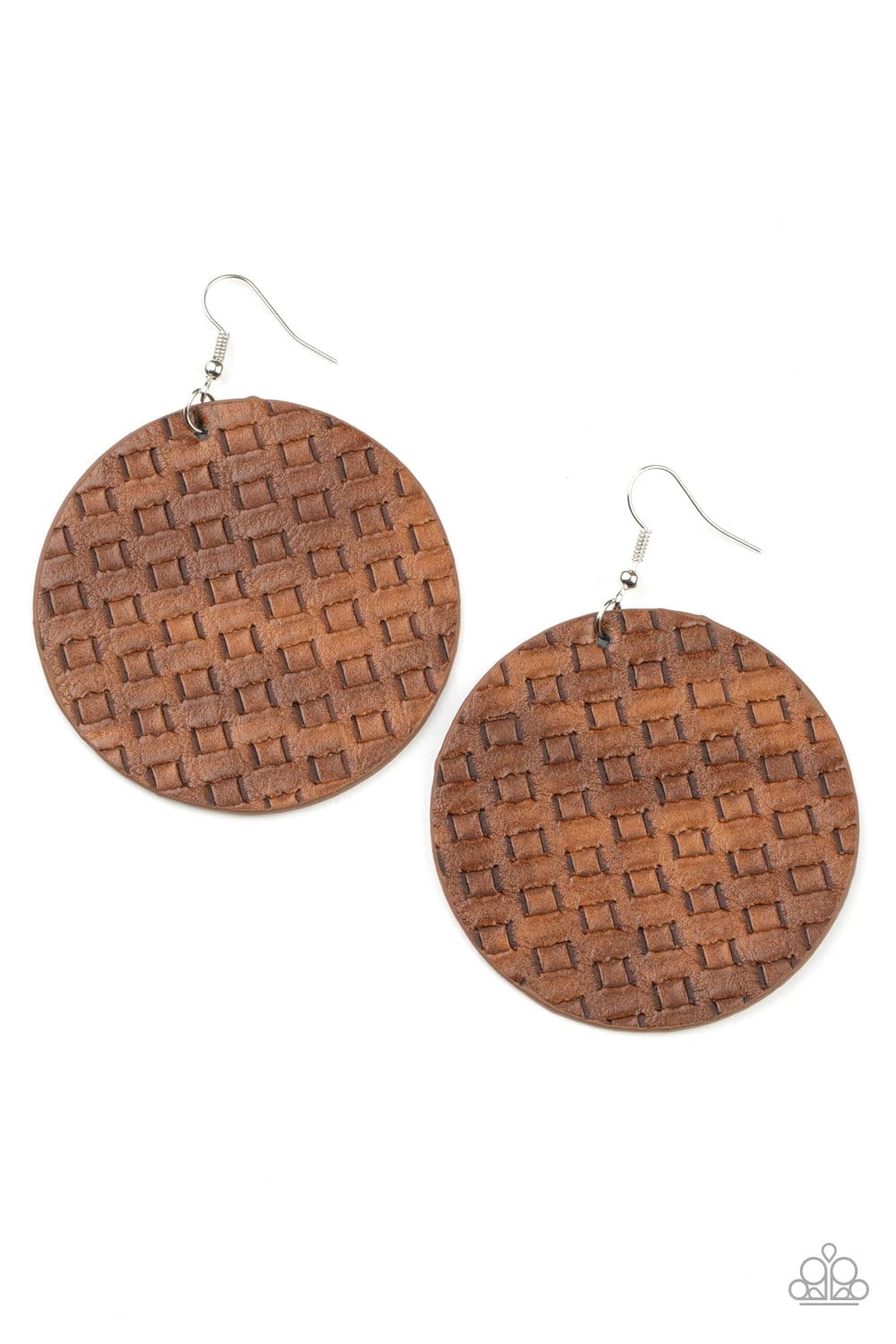 Paparazzi - WEAVE Me Out Of It - Brown Leather Earrings