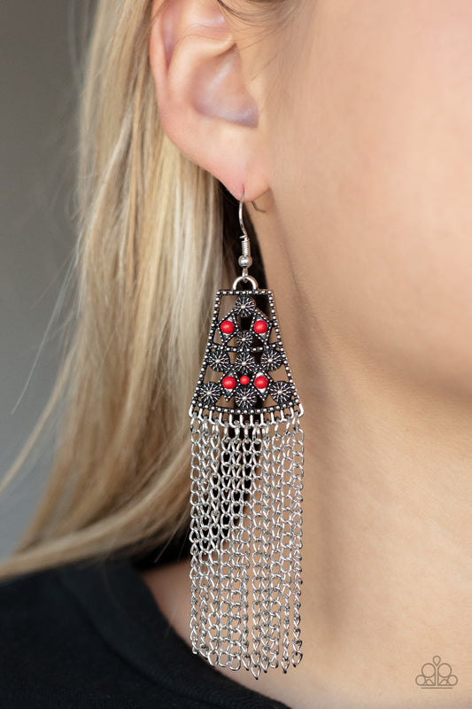 Cleopatras Allure - Red Earrings- Paparazzi Accessories - Alies Bling Bar