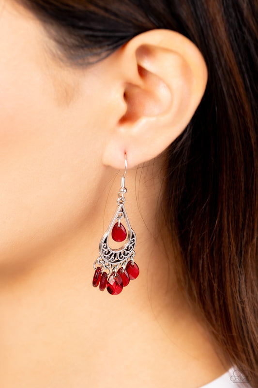 Beachside Ballroom - Red Earrings - Paparazzi Accessories - Alies Bling Bar
