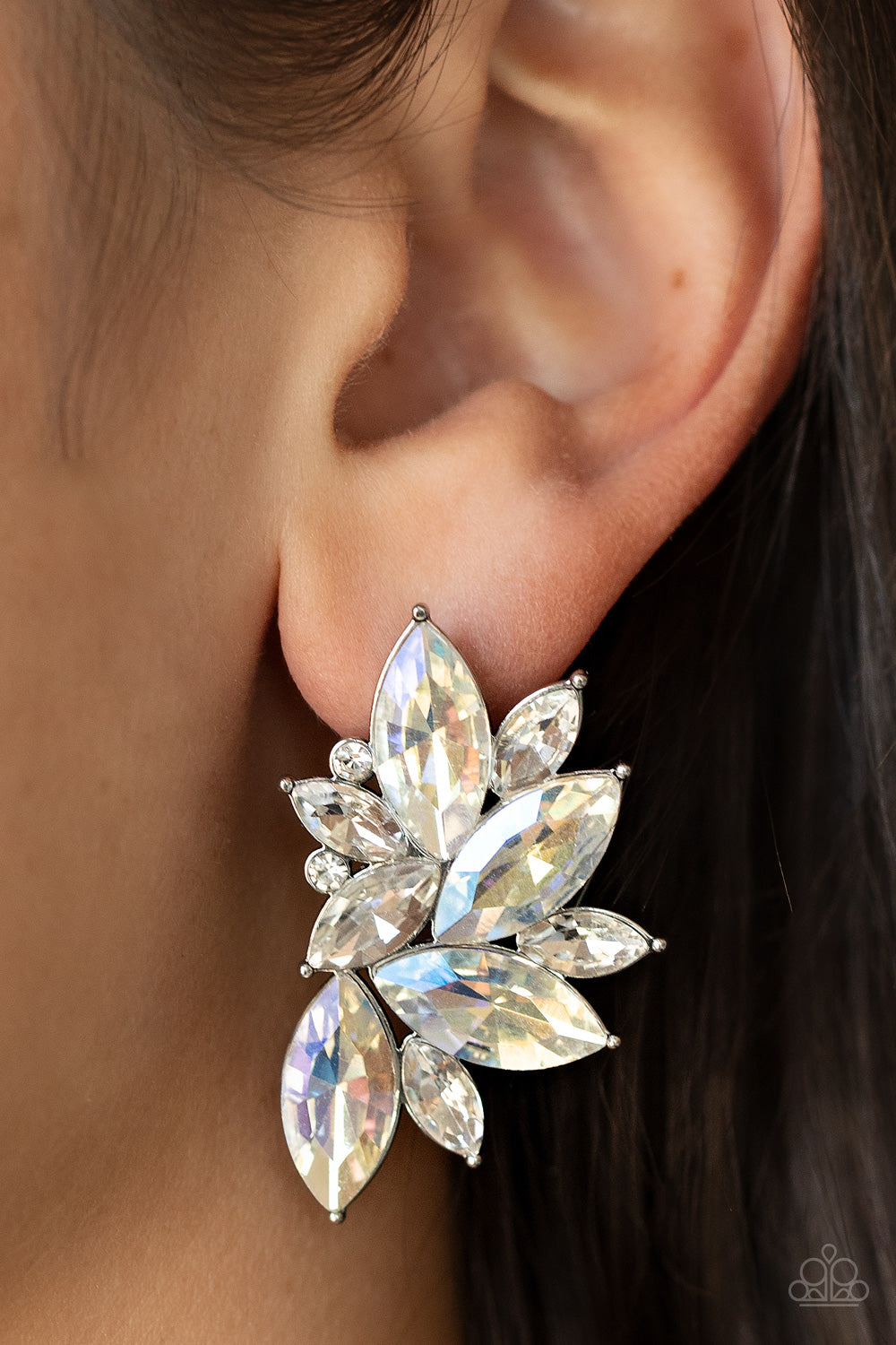 Instant Iridescence - White Earrings -Paparazzi Accessories - Alies Bling Bar