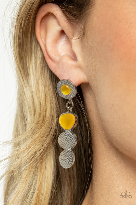 Paparazzi - Asymmetrical Appeal - Yellow Earrings - Alies Bling Bar