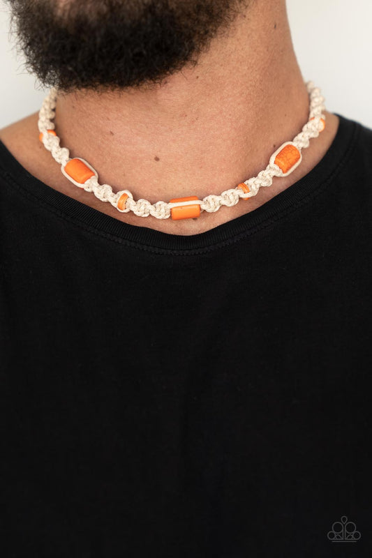 Explorer Exclusive - Orange Mens Necklace  - Paparazzi Accessories - Alies Bling Bar