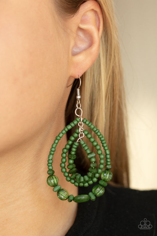 Paparazzi -Prana Party - Green Earrings - Alies Bling Bar