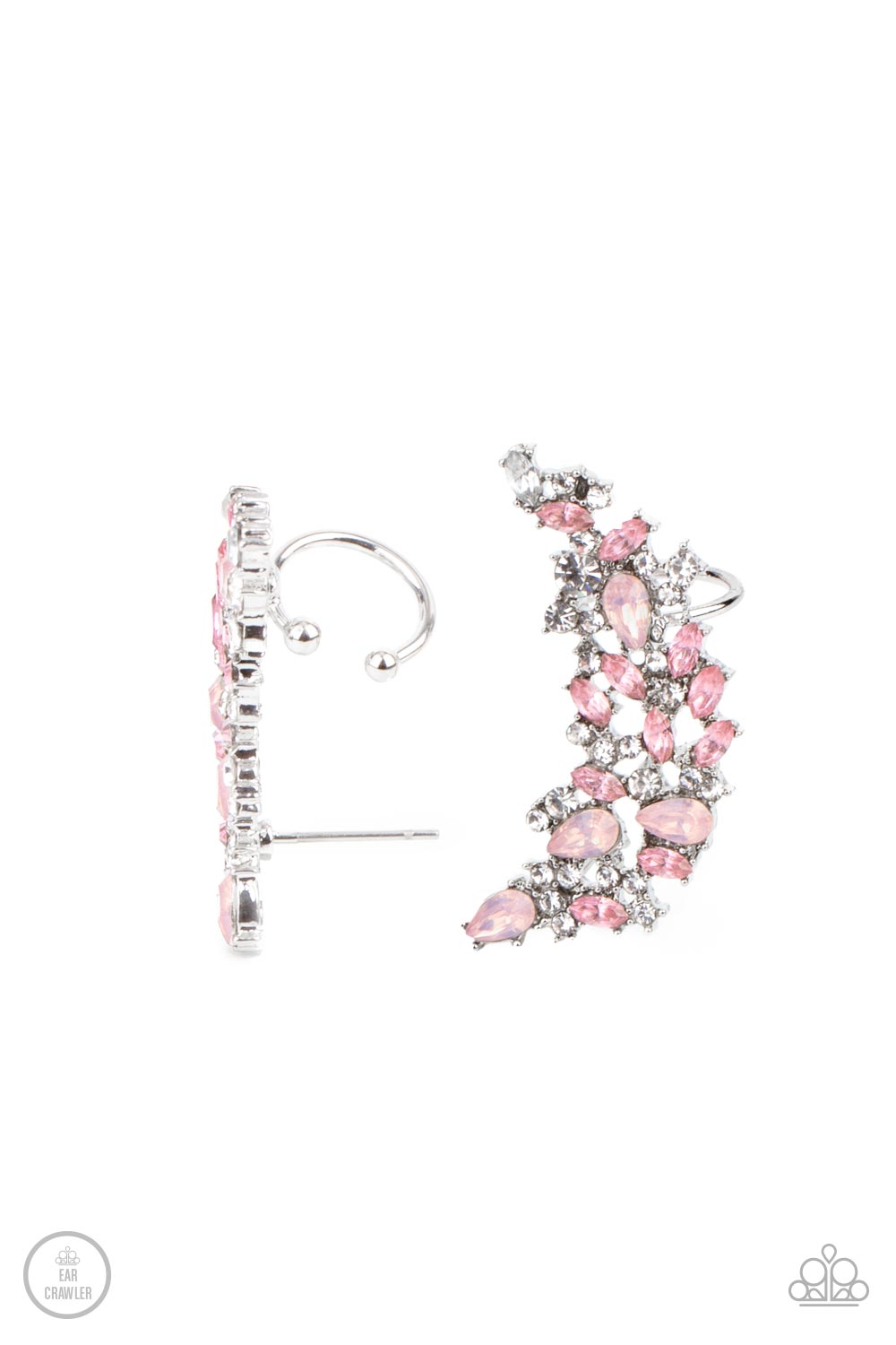 Prismatically Panoramic - Pink Earring Crawler - Paparazzi Accessories - Alies Bling Bar