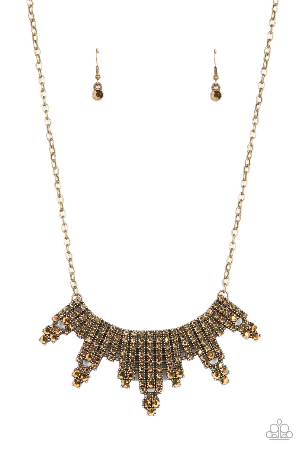 Skyscraping Sparkle - Brass Necklace- Paparazzi Accessories - Alies Bling Bar