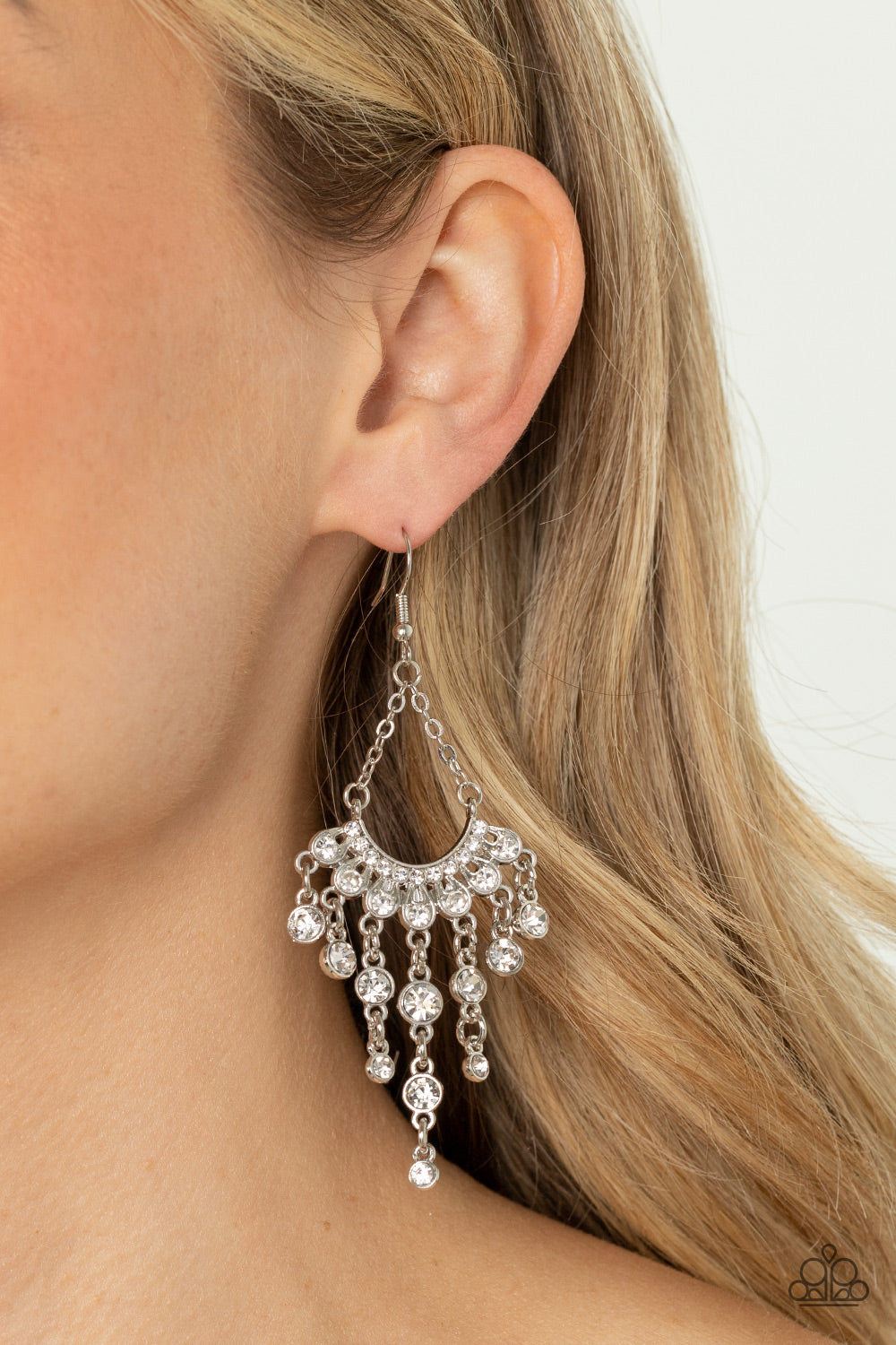 Commanding Candescence - White Earrings - Paparazzi Accessories - Alies Bling Bar