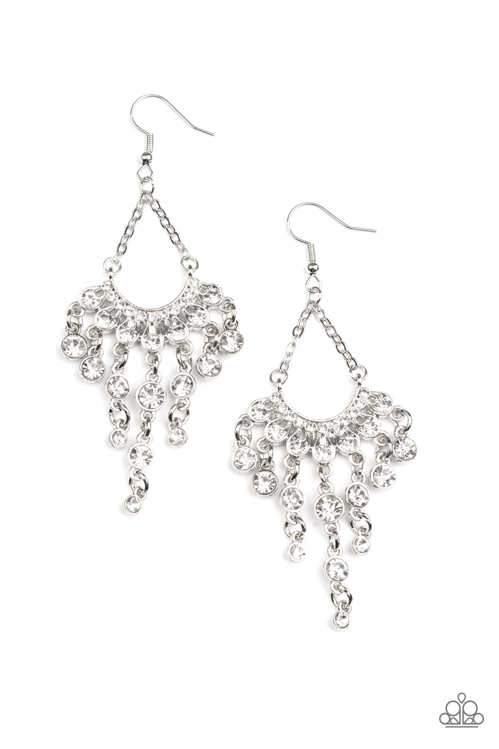 Commanding Candescence - White Earrings - Paparazzi Accessories - Alies Bling Bar