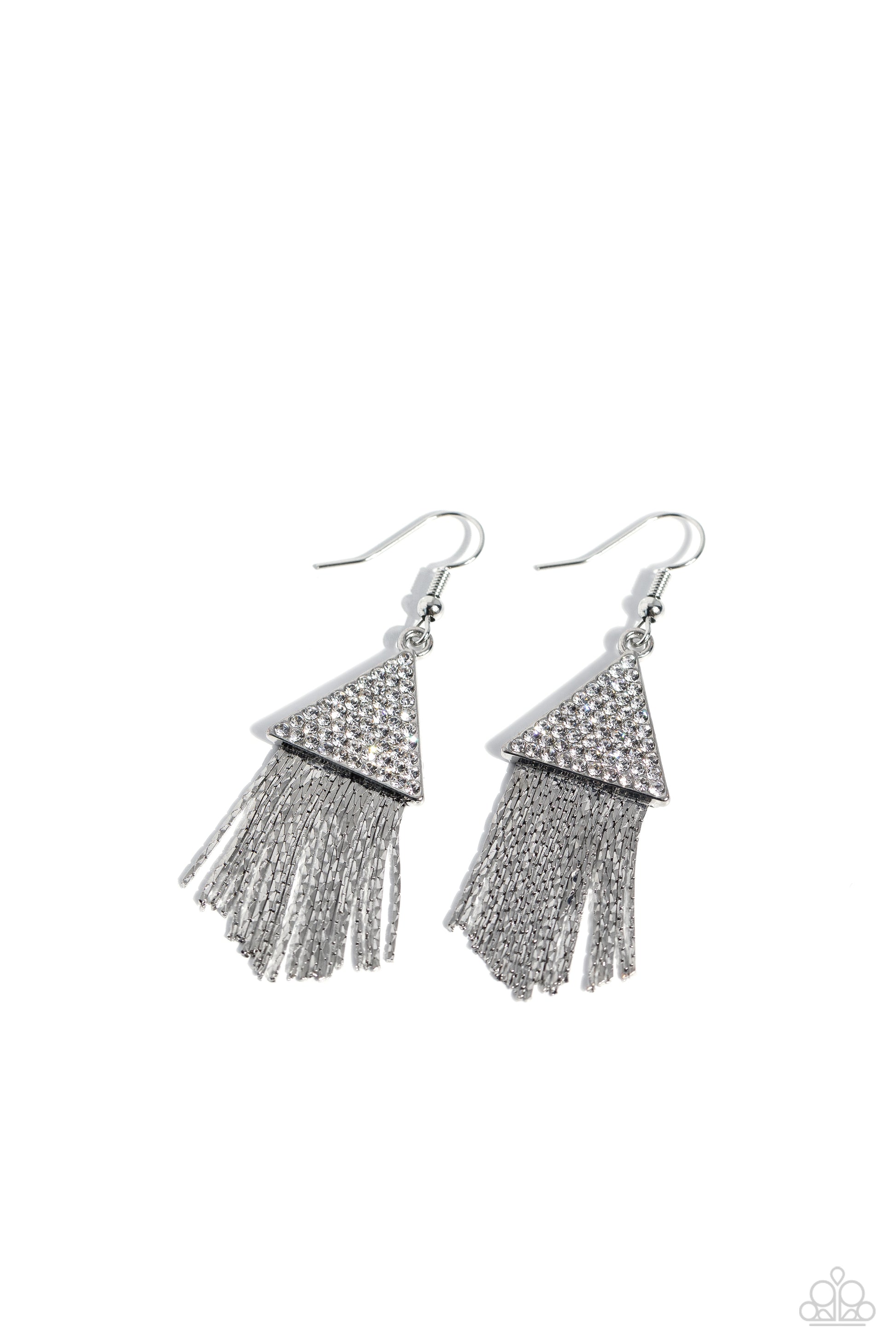 Pyramid SHEEN - White Earrings - Paparazzi Accessories - Alies Bling Bar