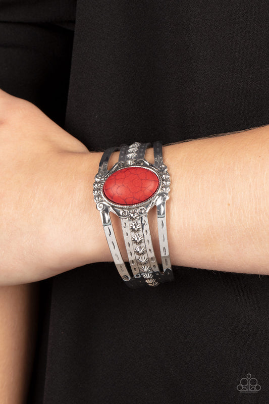 Mojave Mecca - Red Bracelet - Paparazzi Accessories - Alies Bling Bar