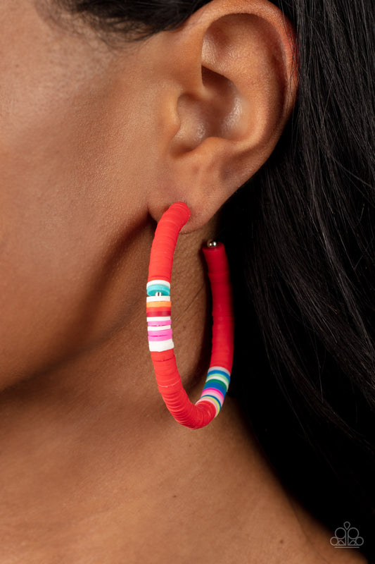 Paparazzi - Colorfully Contagious - Red Earrings - Alies Bling Bar