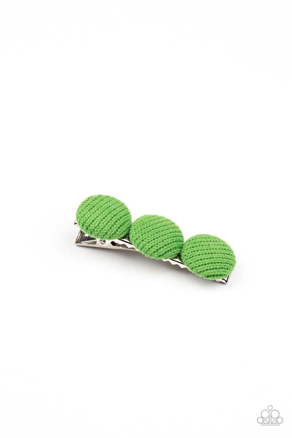 Cute as a Button - Green Hairclip - Paparazzi Accessories - Alies Bling Bar