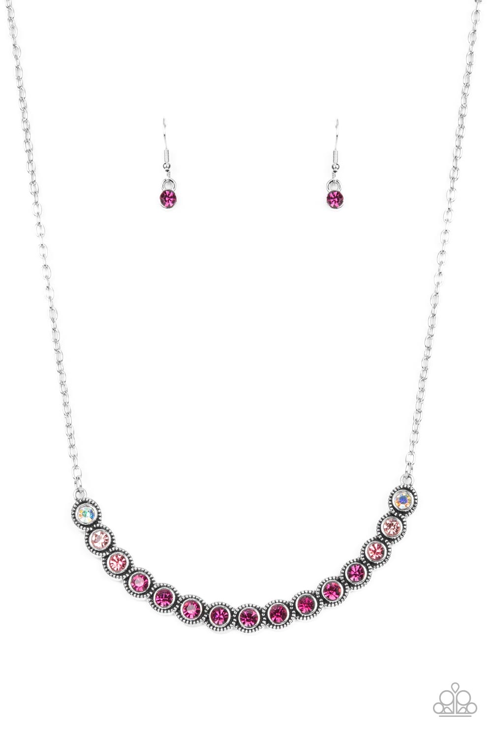 Paparazzi -Throwing SHADES - Pink Iridescent Necklace - Alies Bling Bar