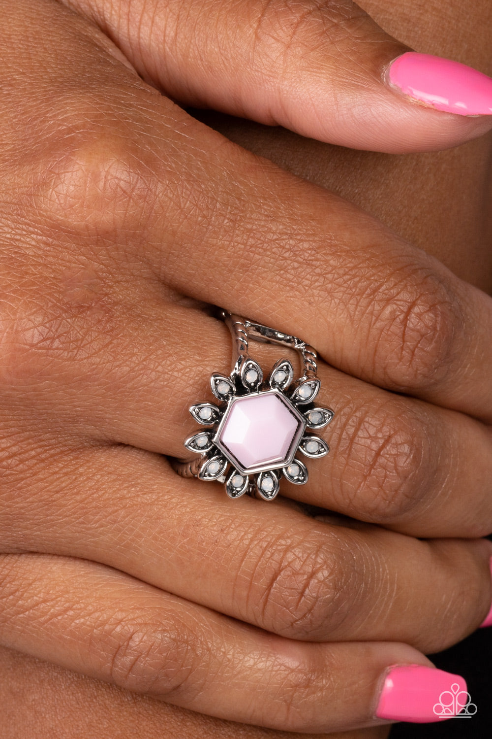 Wonderfully Wallflower - Pink Ring  - Paparazzi Accessories - Alies Bling Bar