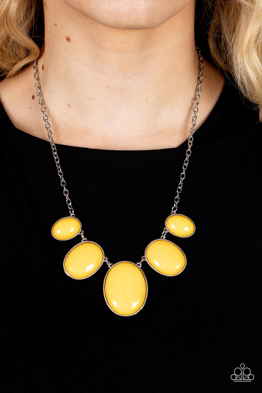 Vivacious Vanity - Yellow Necklace - Paparazzi Accessories - Alies Bling Bar