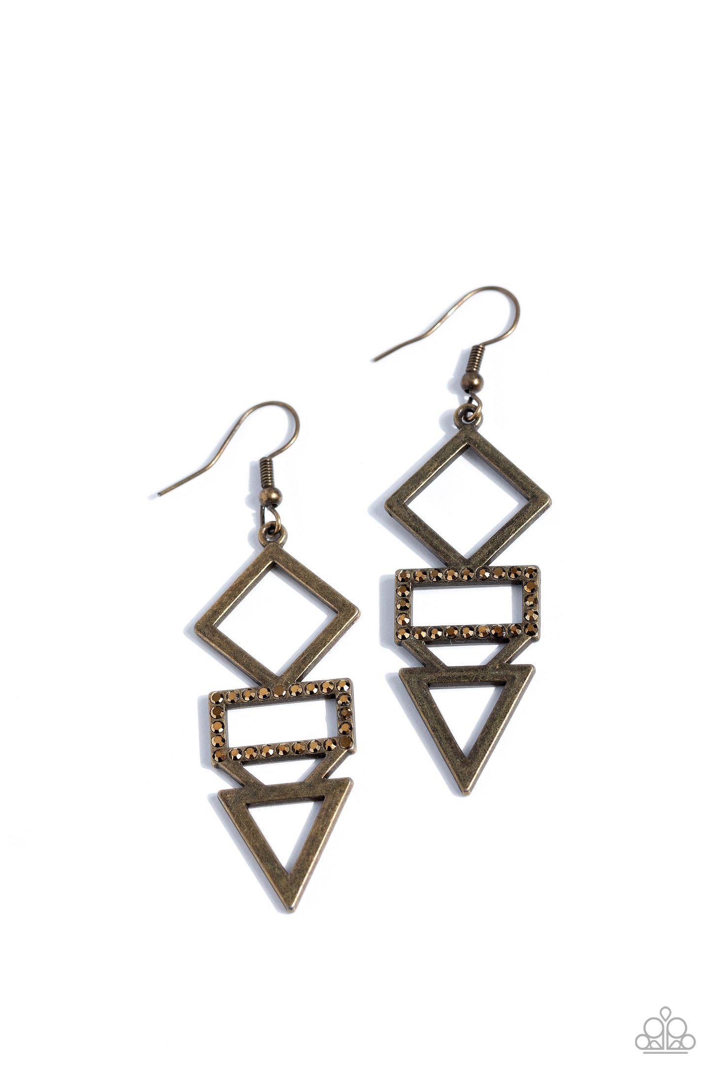 Glamorously Geometric - Brass Earrings - Paparazzi Accessories - Alies Bling Bar