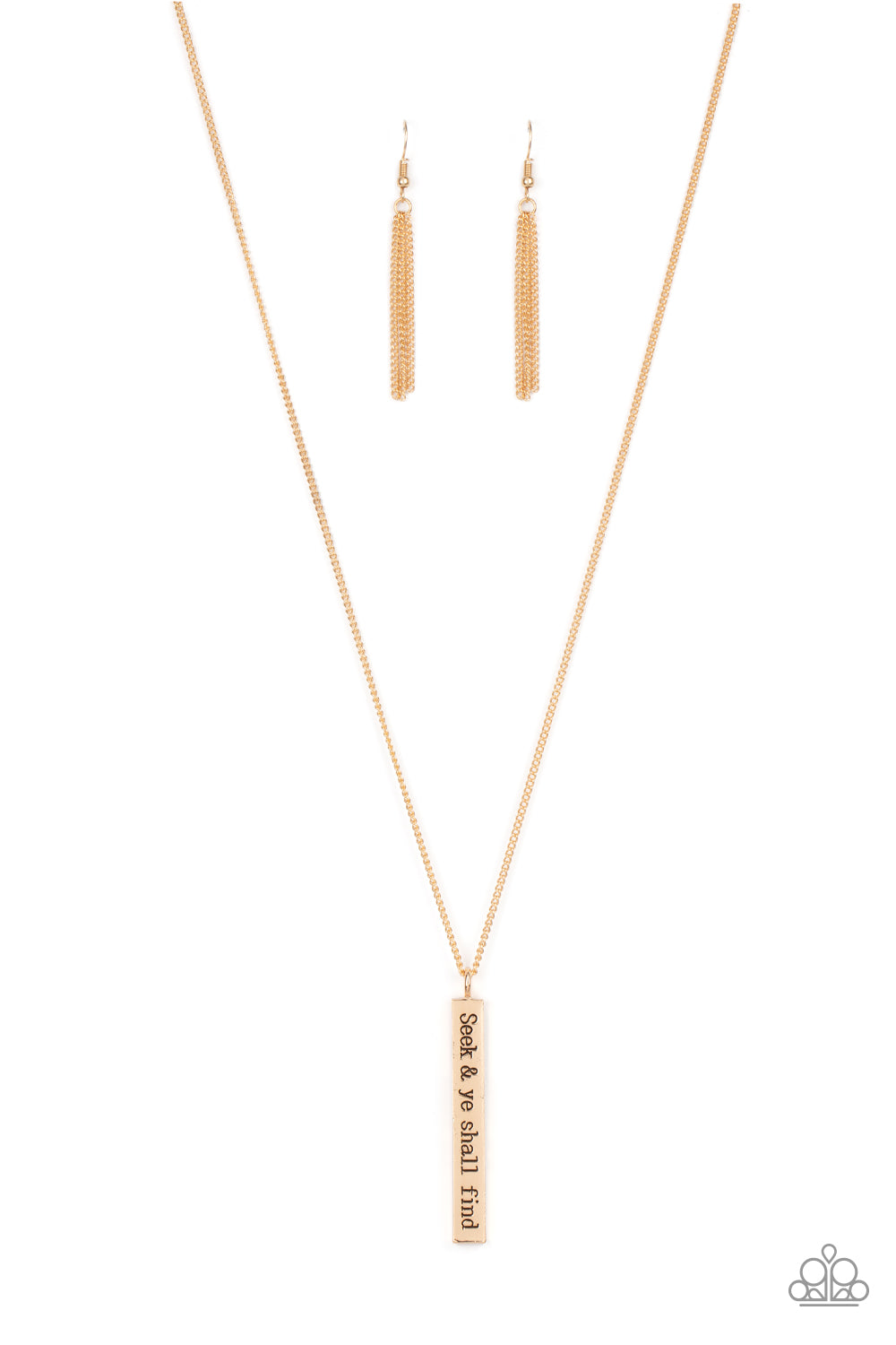 Matt 7:7 - Gold Necklace - Paparazzi Accessories - Alies Bling Bar