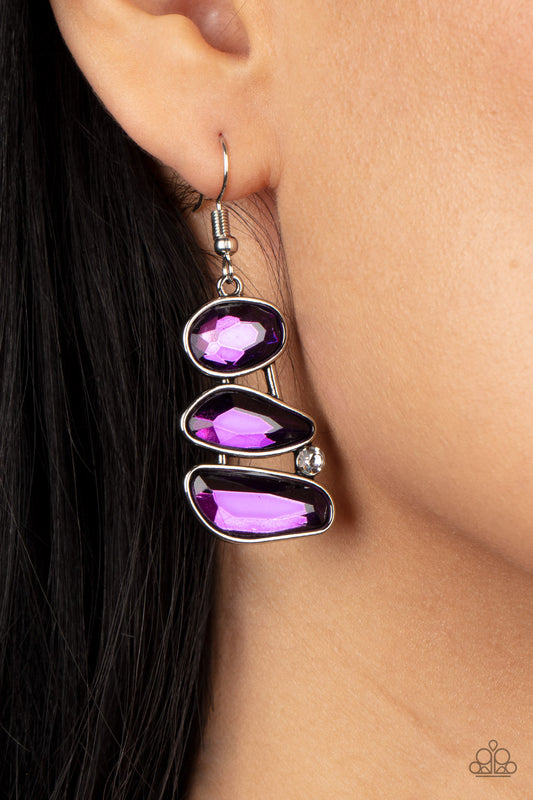 Gem Galaxy - Purple Earrings - Paparazzi Accessories - Alies Bling Bar