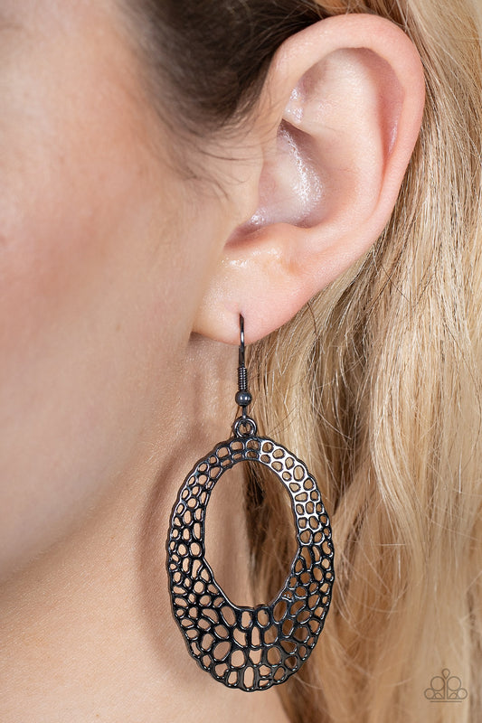 The HOLE Nine Yards - Black Earrings - Paparazzi Accessories - Alies Bling Bar