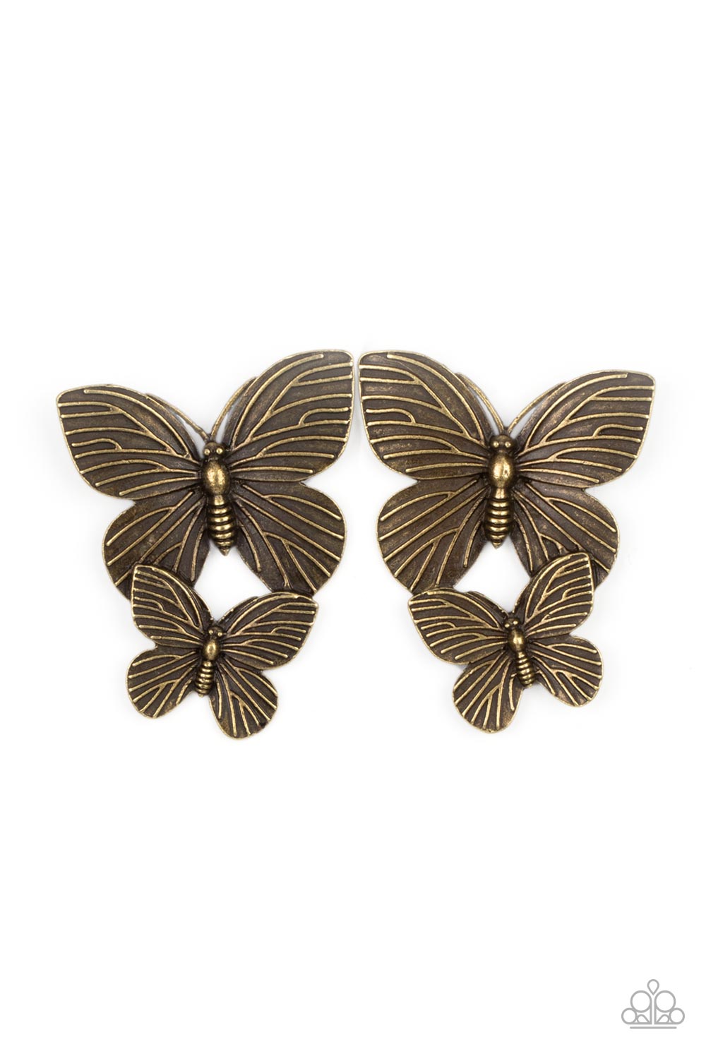 Paparazzi - Blushing Butterflies - Brass Earrings - Alies Bling Bar