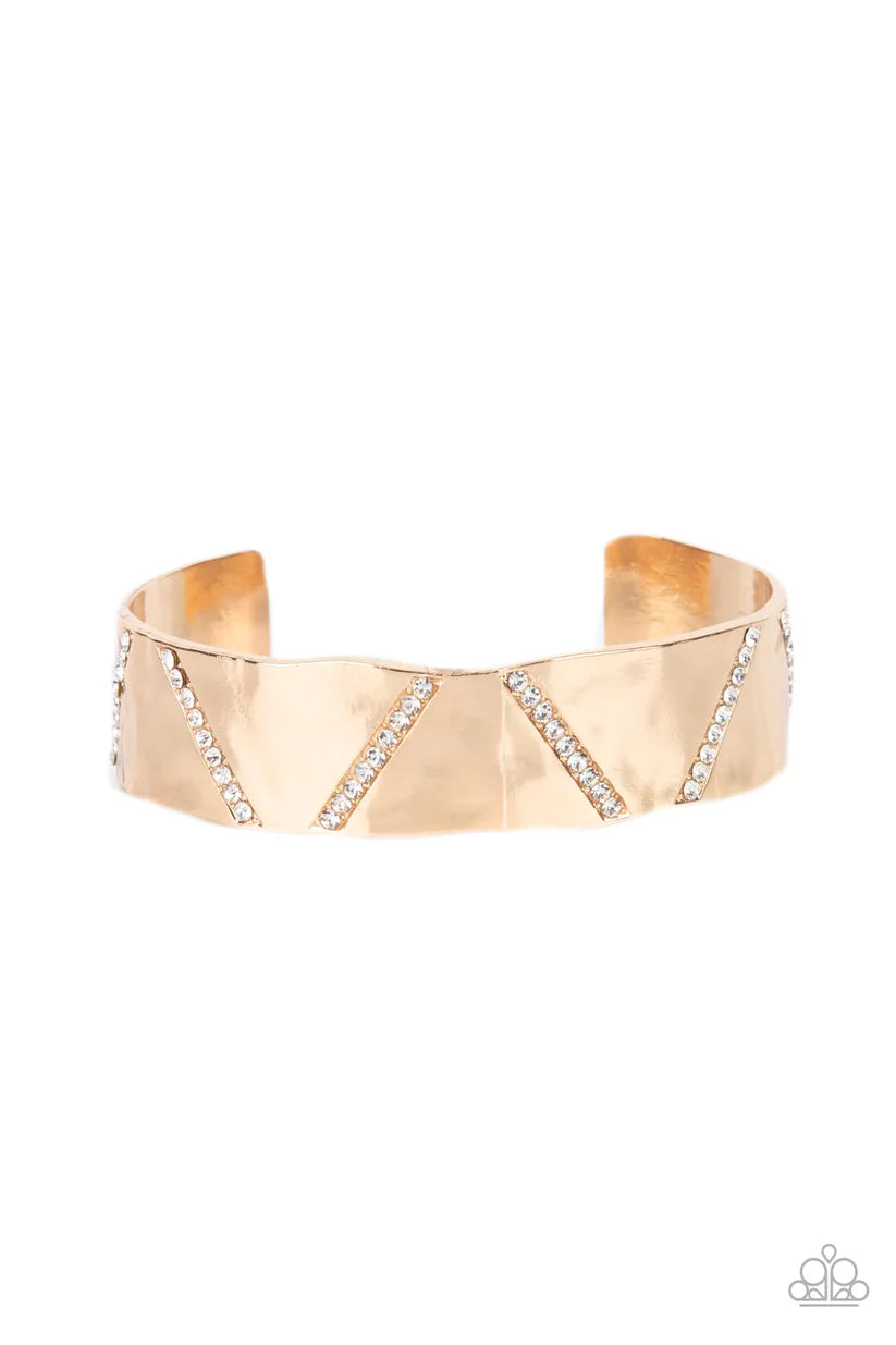 Paparazzi Couture Crusher - Gold Cuff Bracelet - Alies Bling Bar