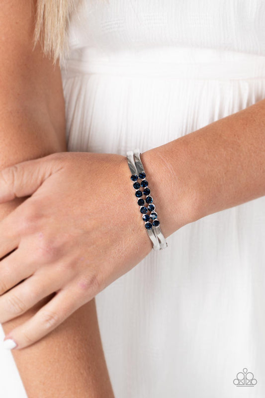 Doubled Down Dazzle - Blue Bracelet - Paparazzi Accessories - Alies Bling Bar