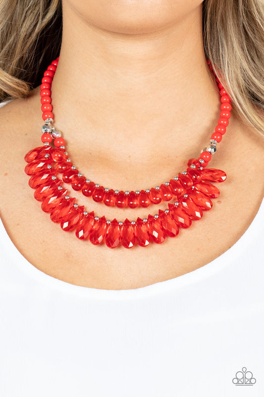 Paparazzi - All Across the GLOBETROTTER - Red Necklace - Alies Bling Bar
