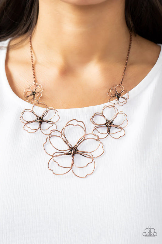 The Show Must GROW On - Copper Flower Necklace - Paparazzi Accessories - Alies Bling Bar
