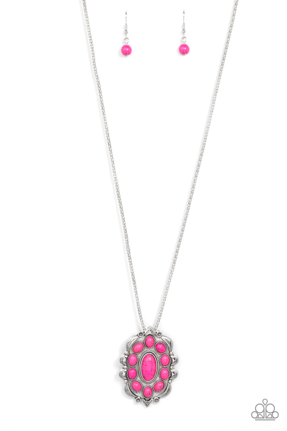 Paparazzi - Mojave Medallion - Pink Necklace - Alies Bling Bar