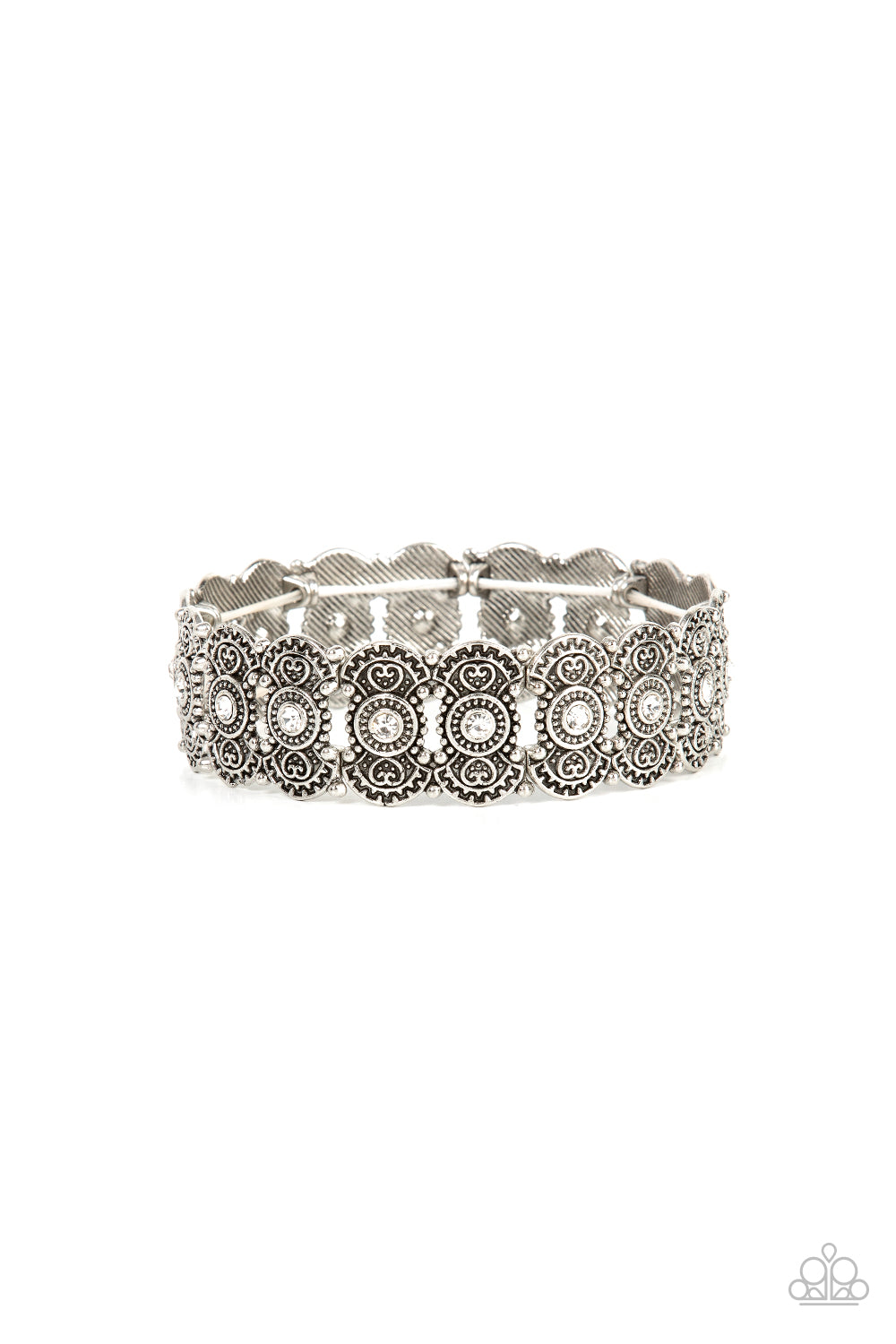 Rapturous Romance - White Bracelet - Paparazzi Accessories - Alies Bling Bar