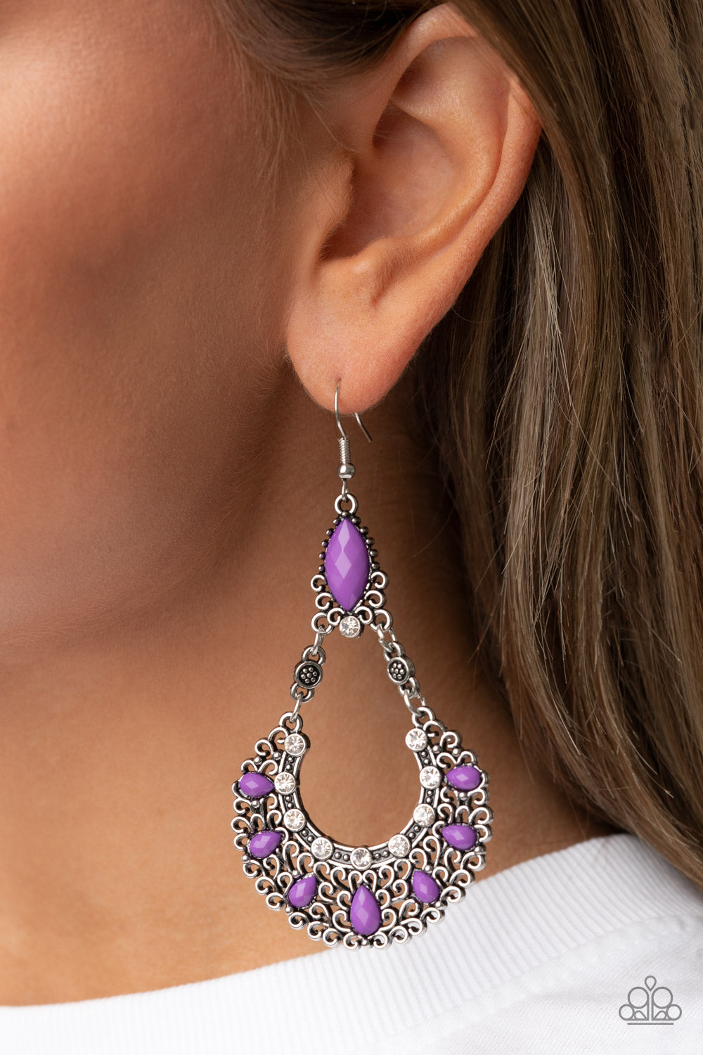 Paparazzi - Fluent in Florals - Purple Earrings - Alies Bling Bar