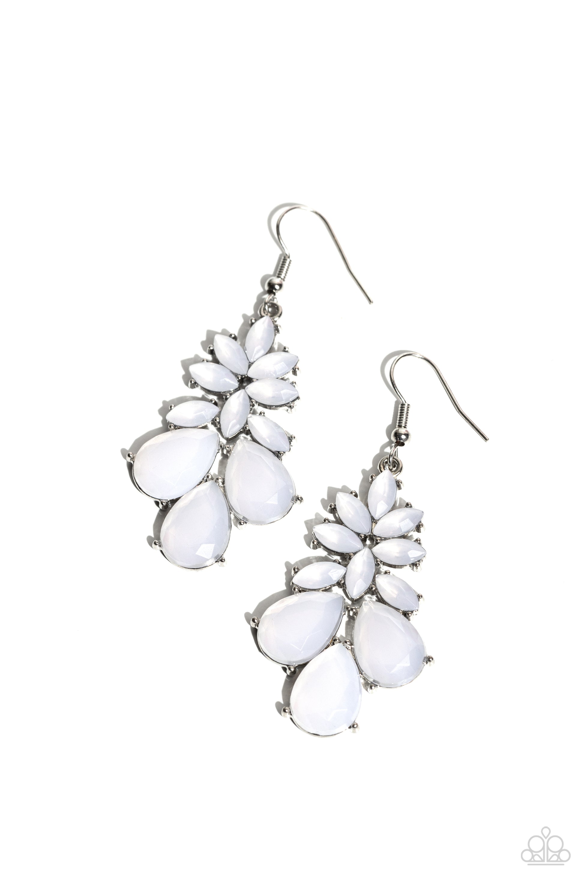 Fashionista Fiesta - White Earrings - Paparazzi Accessories - Alies Bling Bar