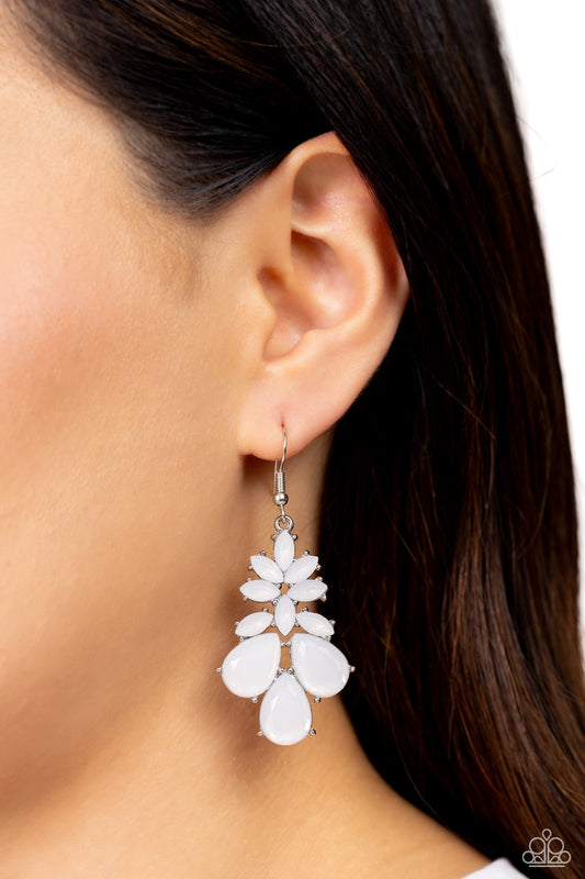 Fashionista Fiesta - White Earrings - Paparazzi Accessories - Alies Bling Bar