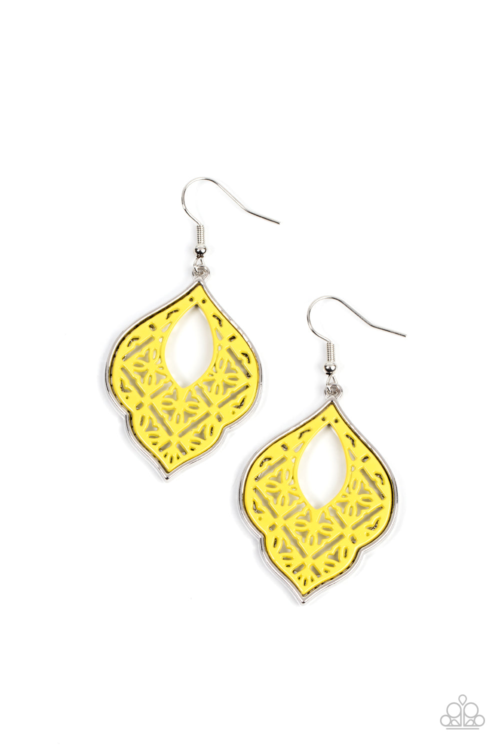 Thessaly Terrace - Yellow Earrings - Paparazzi Accessories - Alies Bling Bar