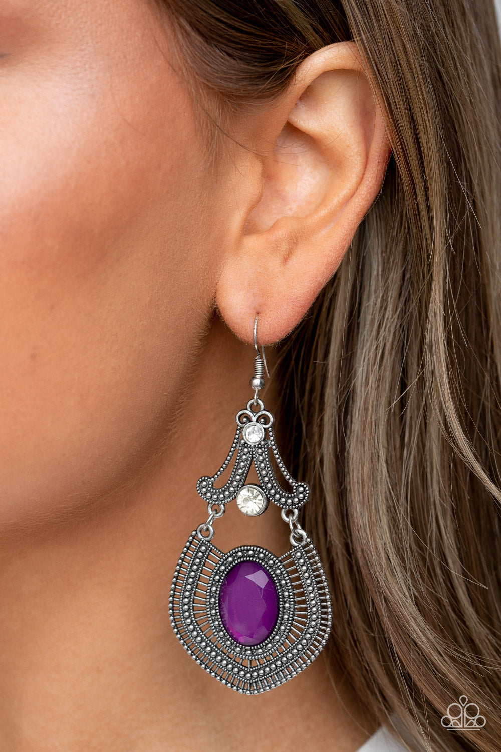 Panama Palace - Purple Earrings - Paparazzi Accessories - Alies Bling Bar