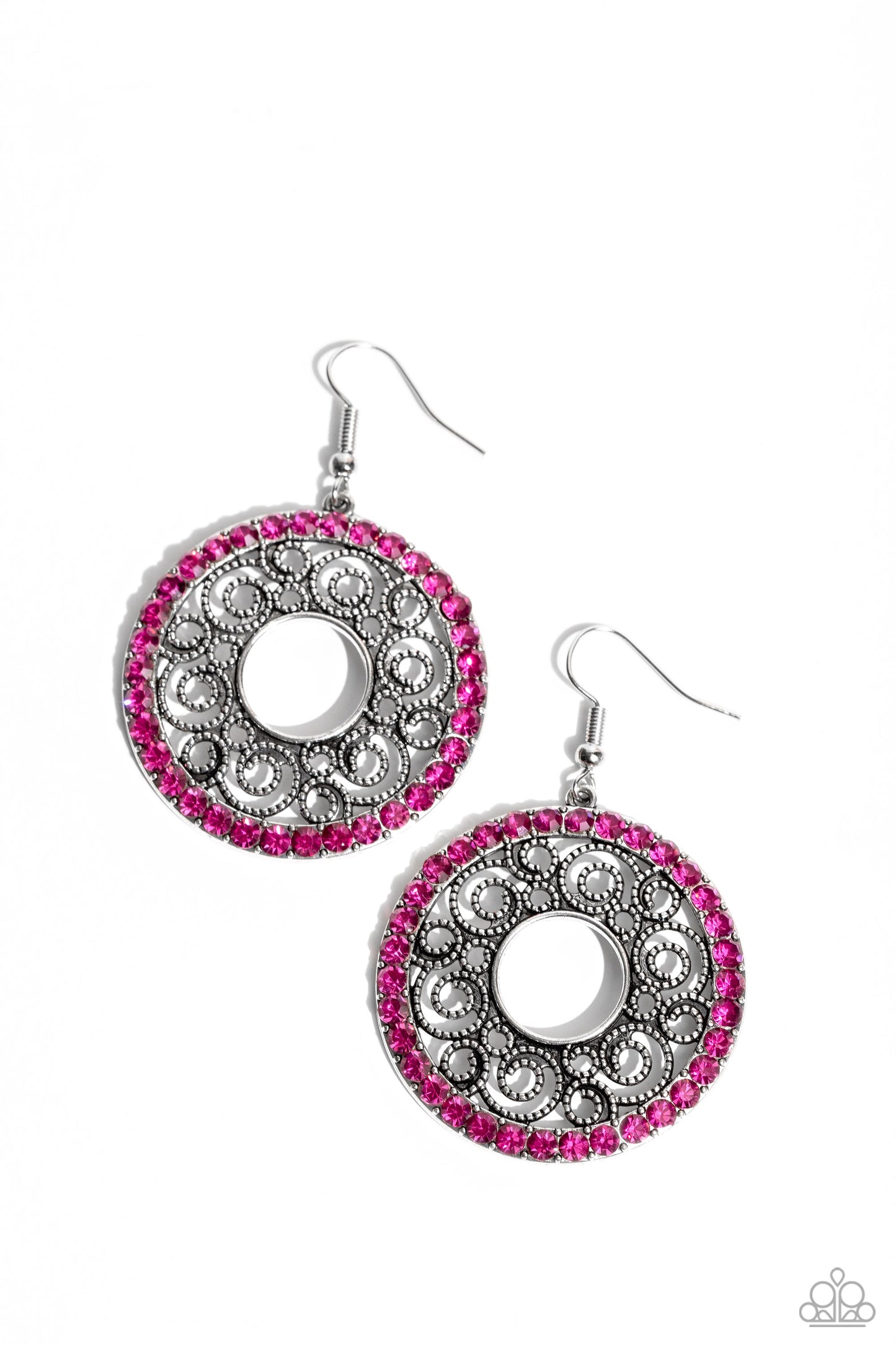 Whirly Whirlpool - Pink Earrings - Paparazzi Accessories - Alies Bling Bar