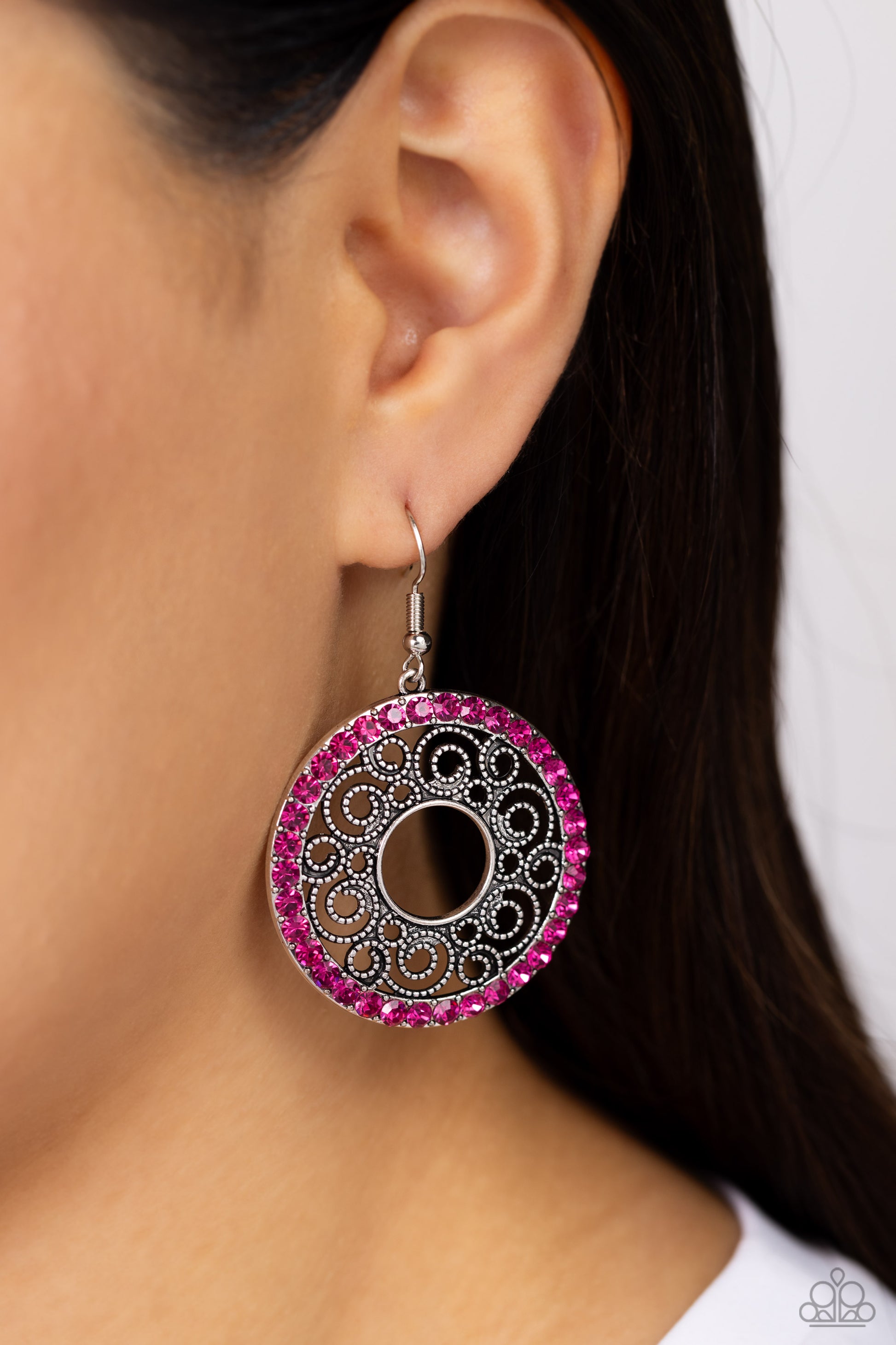 Whirly Whirlpool - Pink Earrings - Paparazzi Accessories - Alies Bling Bar