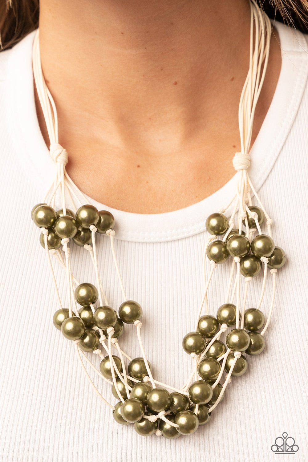 Yacht Catch - Green Necklace - Paparazzi Accessories - Alies Bling Bar