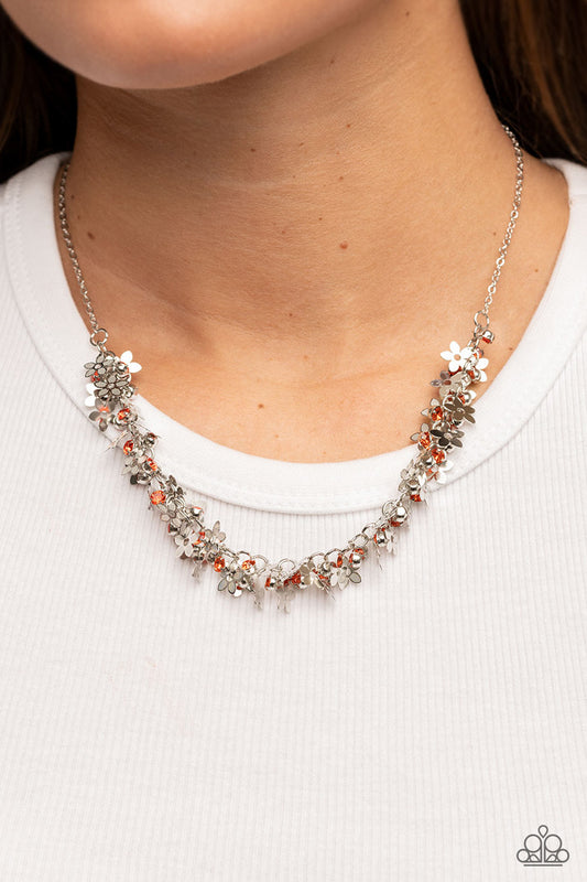 Paparazzi - Fearlessly Floral - Orange Necklace