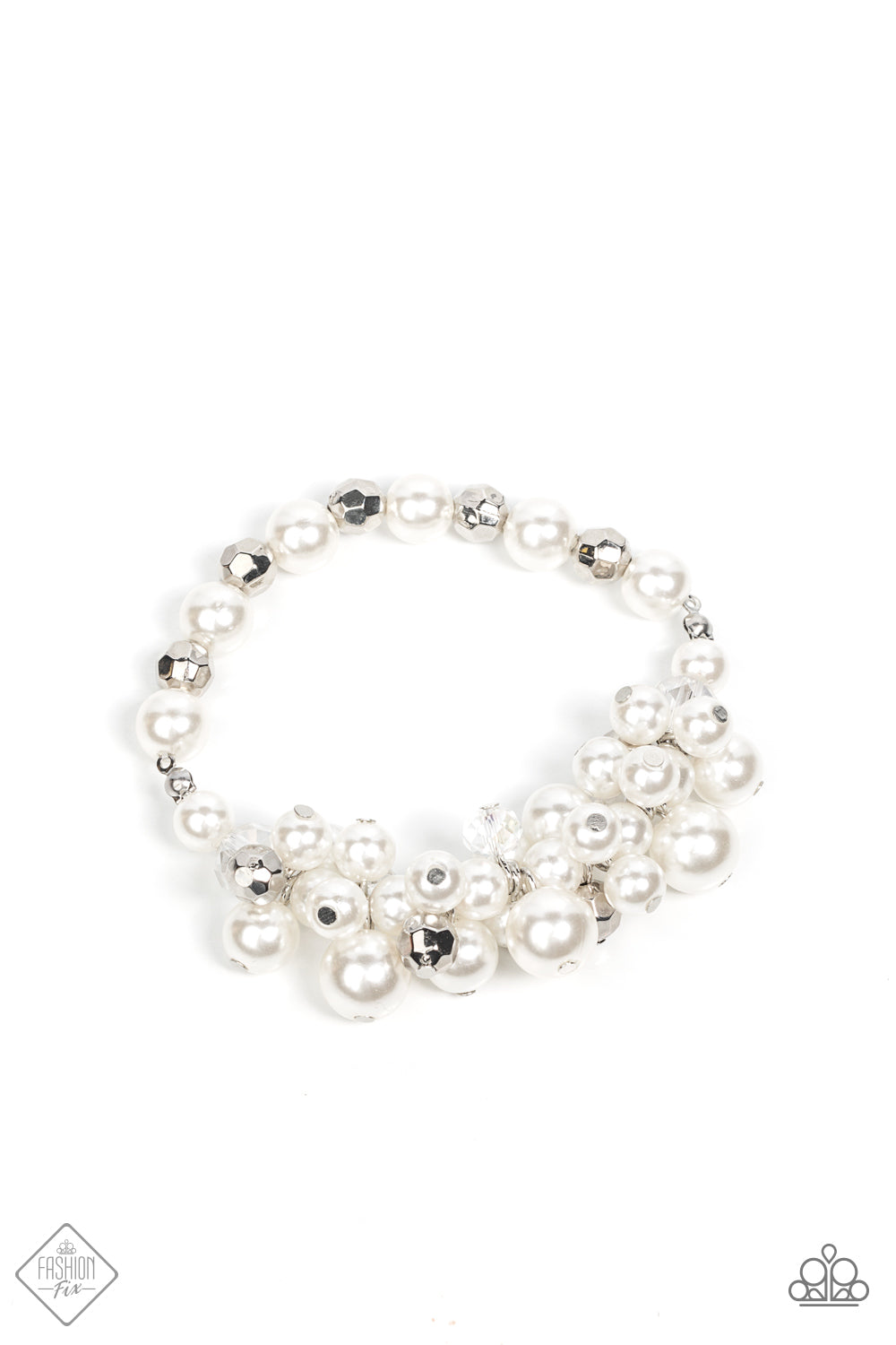 Paparazzi - Elegantly Exaggerated - White Bracelet Jan 2022 Fashion Fix - Alies Bling Bar