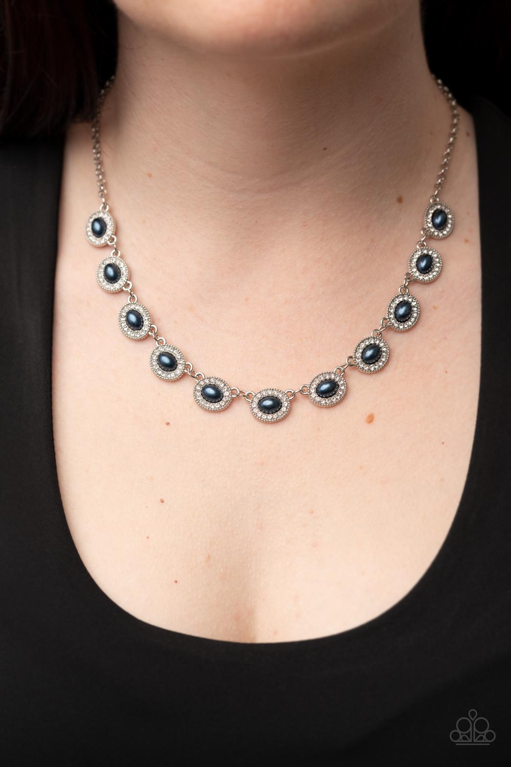 Modest Masterpiece - Blue  Pearl Necklace - Paparazzi Accessories - Alies Bling Bar