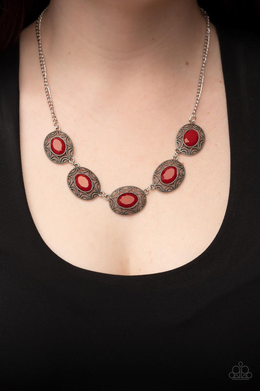 Sunshiny Shimmer - Red Necklace - Paparazzi Accessories - Alies Bling Bar