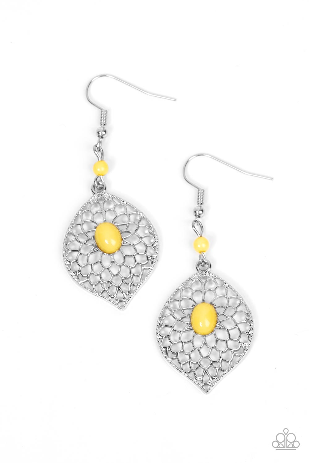 Perky Perennial - Yellow Earrings - Paparazzi Accessories - Alies Bling Bar